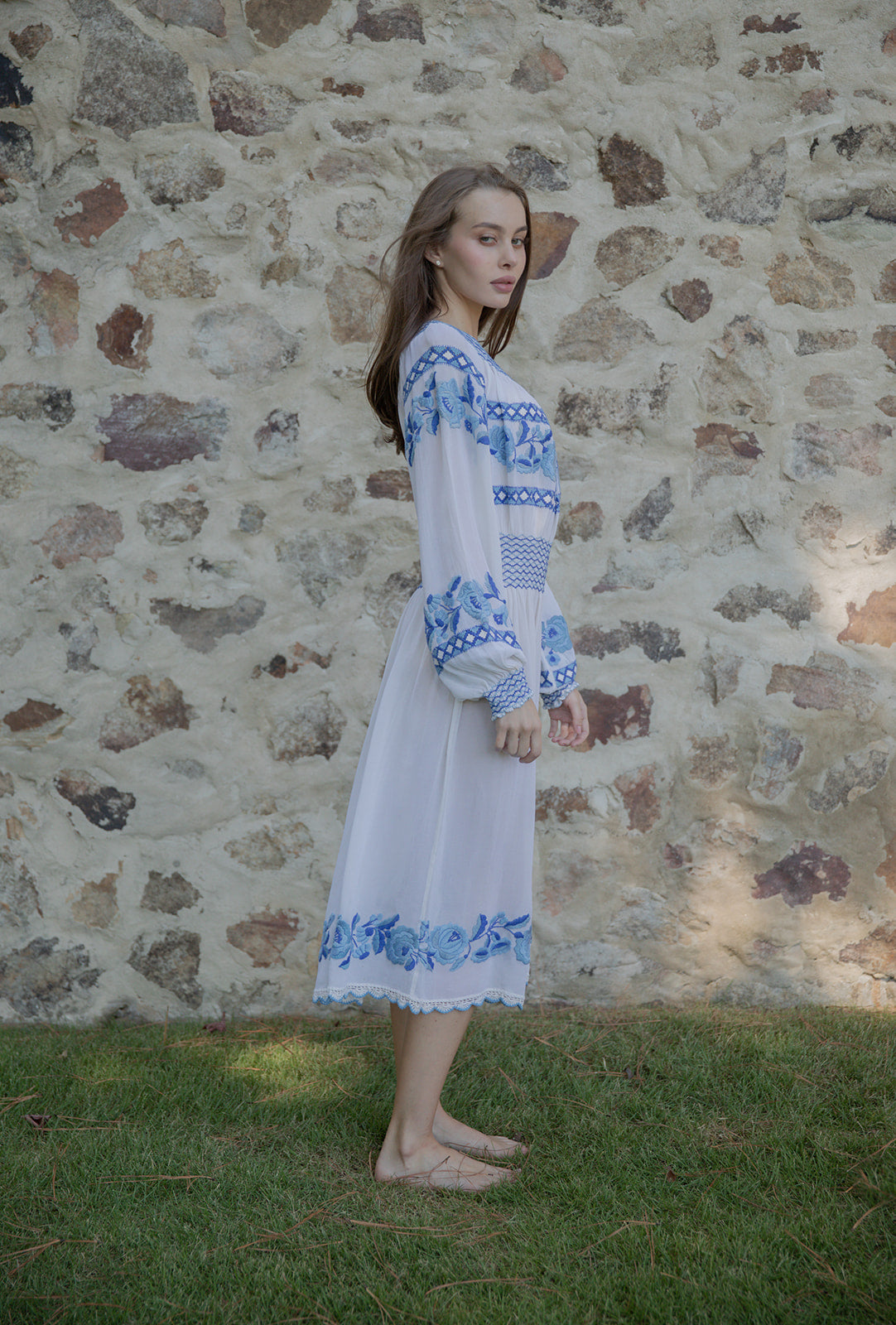 1930s Hungarian embroidered silk day dress Devore Vintage 1930s Hungarian embroidered silk day dress Devore Vintage