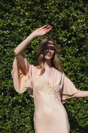 1930s French silk embroidered bed jacket