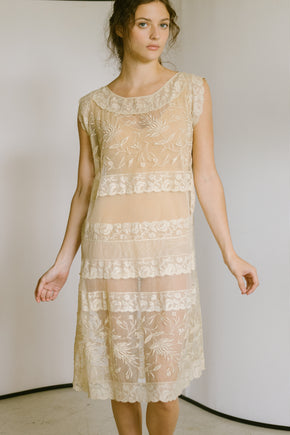 1920s filet lace net dress
