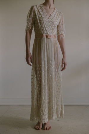 1912 schiffli embroidered tulle dress