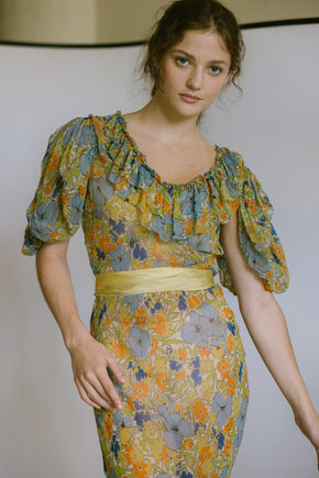 1930s floral silk gown