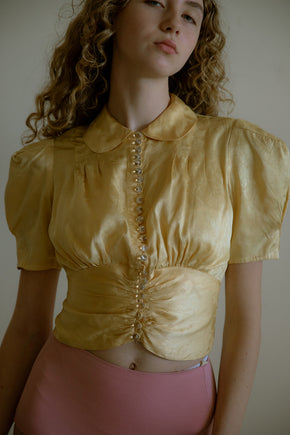 1930s french damask satin blouse