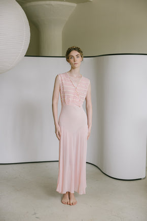 1930s crinkle silk chiffon gown, France
