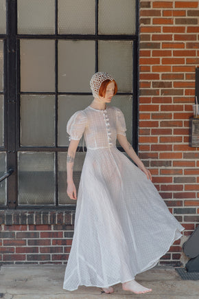 1930s French organdy bow gown