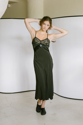 1930s scalloped silk lace slip dress