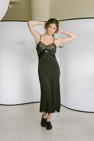 1930s scalloped silk lace slip dress