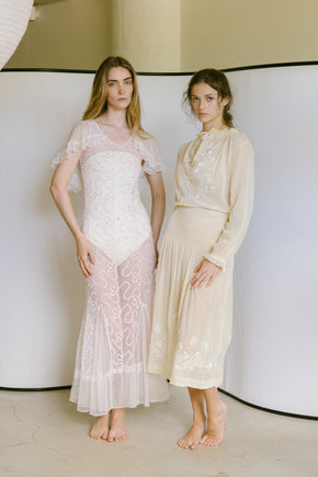 1930s ribbon work net gown