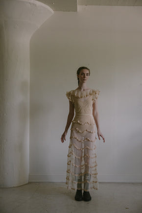 1930s layered tulle net gown