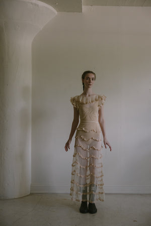 1930s layered tulle net gown