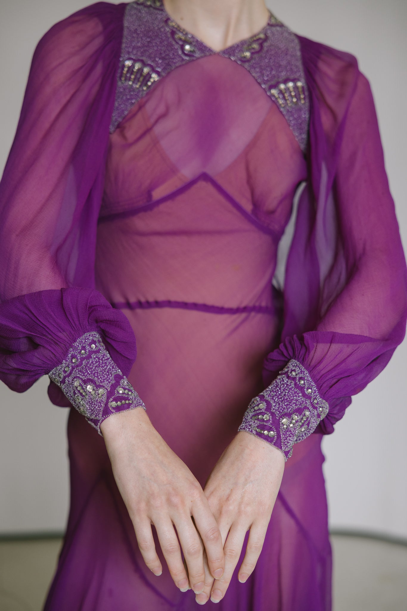 C. 1930s fuchsia silk gown
