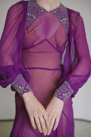 C. 1930s fuchsia silk gown
