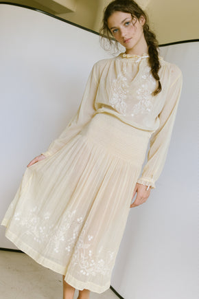 1920s Hungarian embroidered cotton dress