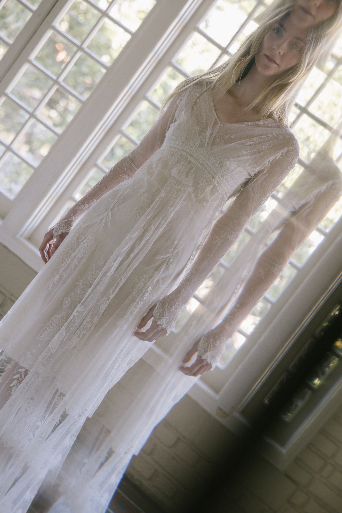 19th century tambour lace wedding coat gown
