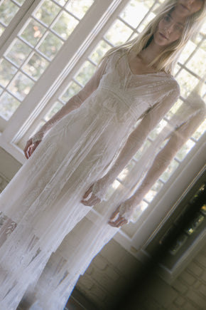 19th century tambour lace wedding coat gown