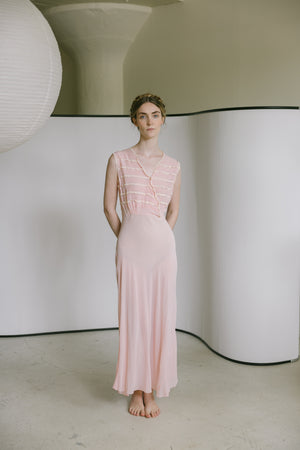 1930s crinkle silk chiffon gown, France