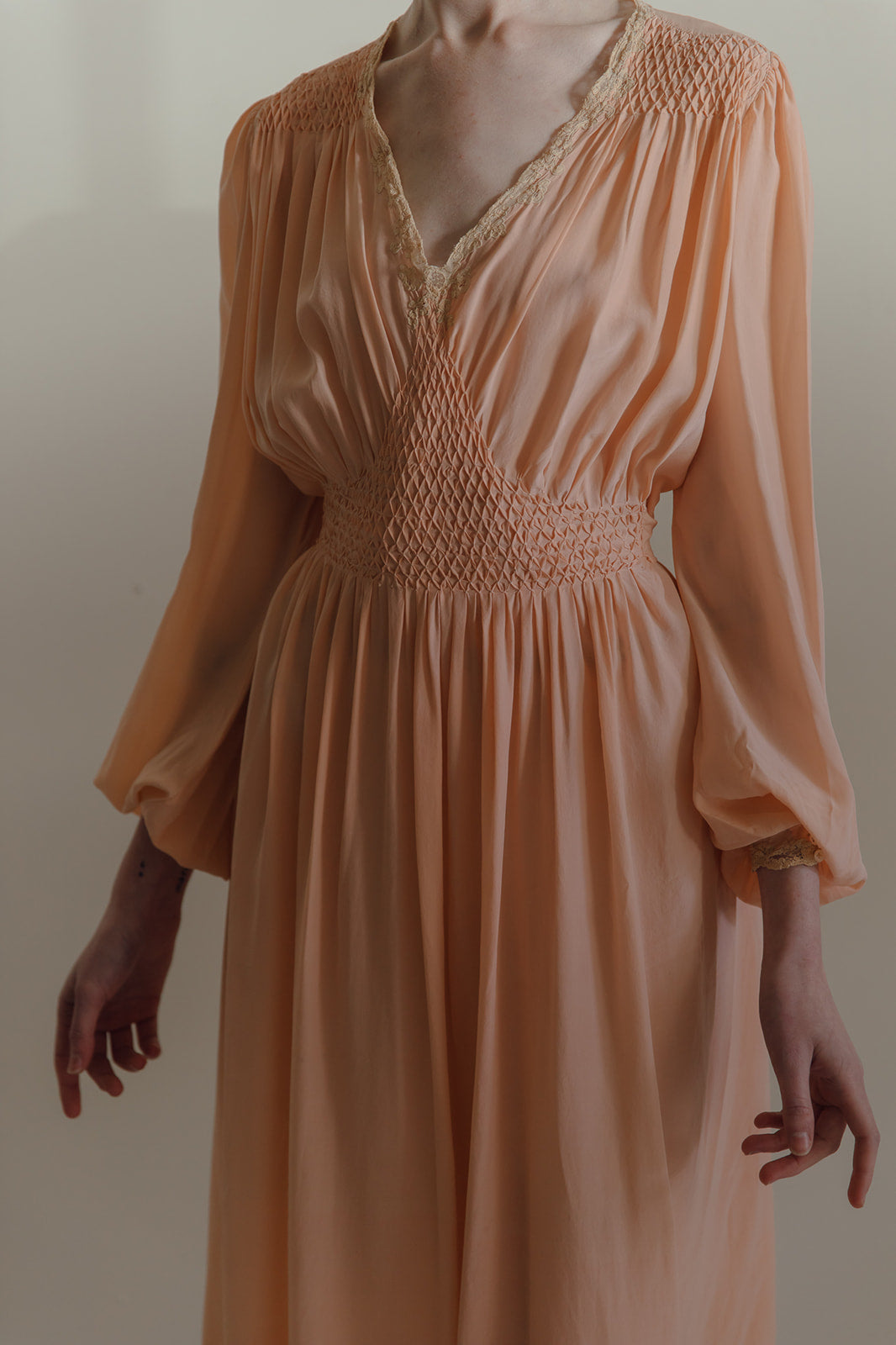 1930s honeycomb silk nightgown
