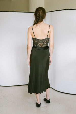 1930s scalloped silk lace slip dress