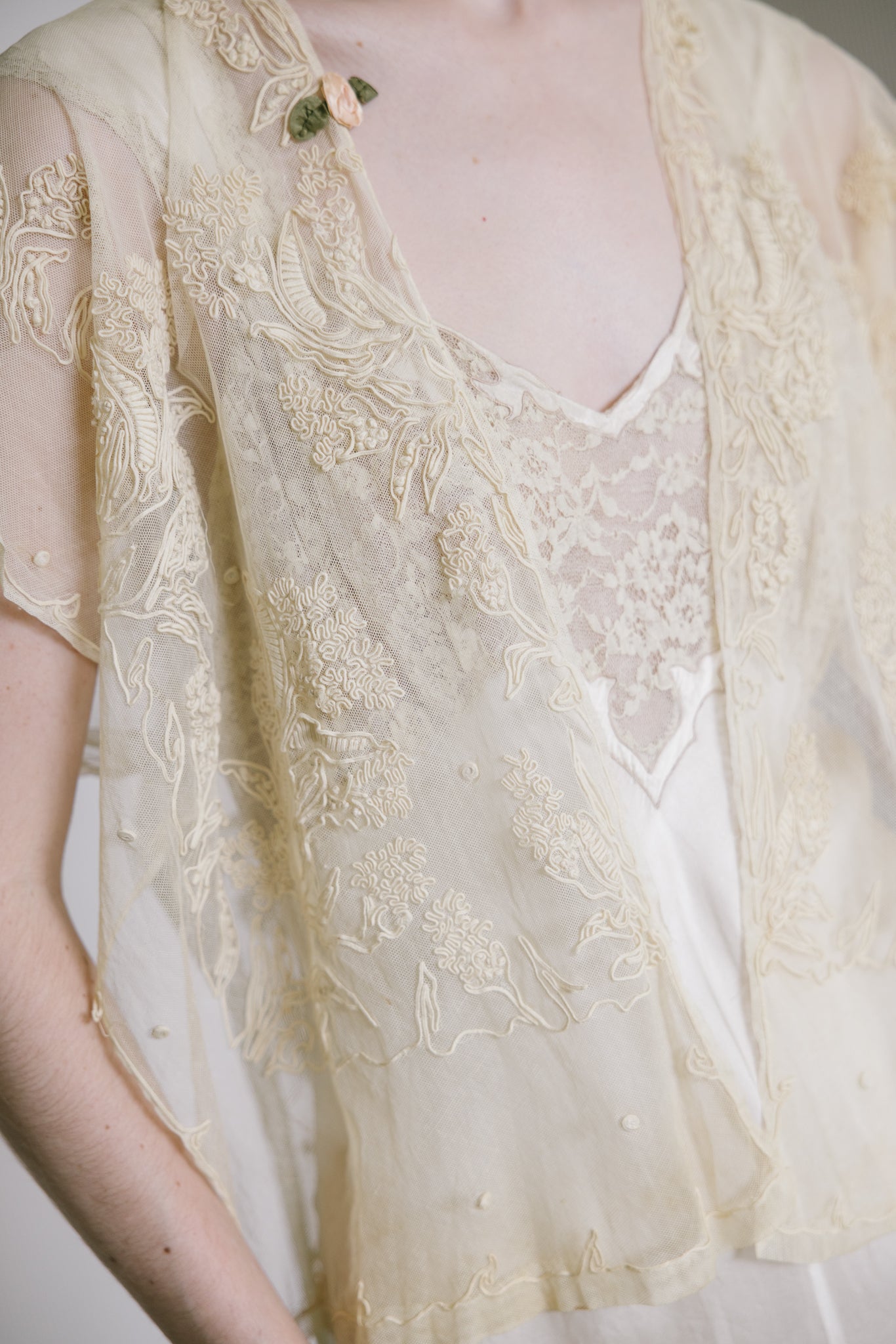 1920s embroidered net blouse