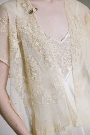 1920s embroidered net blouse