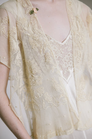 1920s embroidered net blouse
