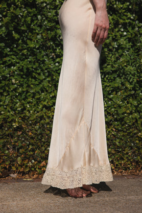 1930s French silk lace fishtail hem nightgown