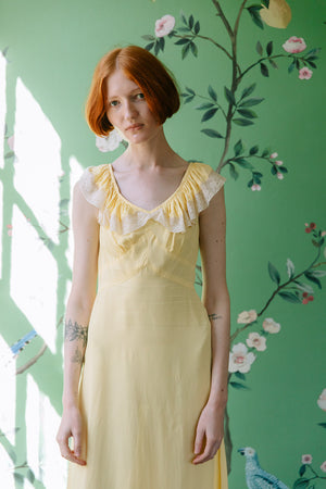 1940s canary rayon nightgown