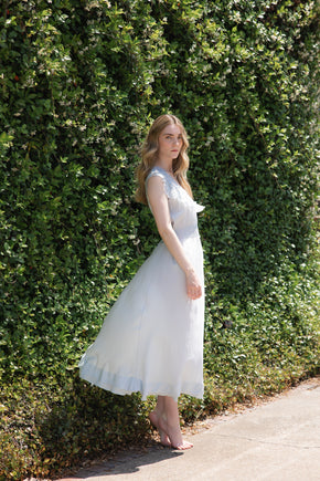 1930s French blue silk embroidered nightgown, France