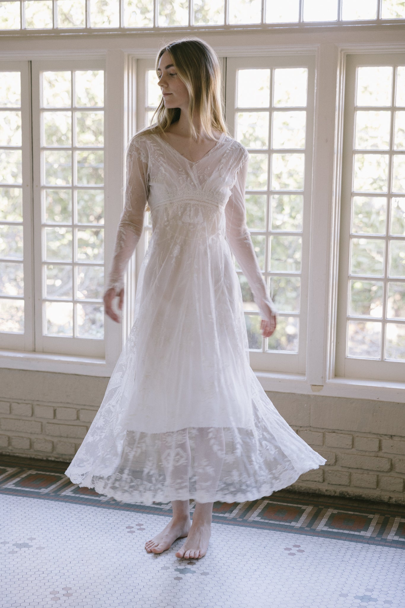 19th century tambour lace wedding coat gown