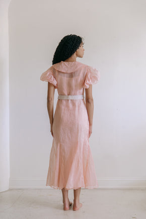 1930s organza puff sleeve dress