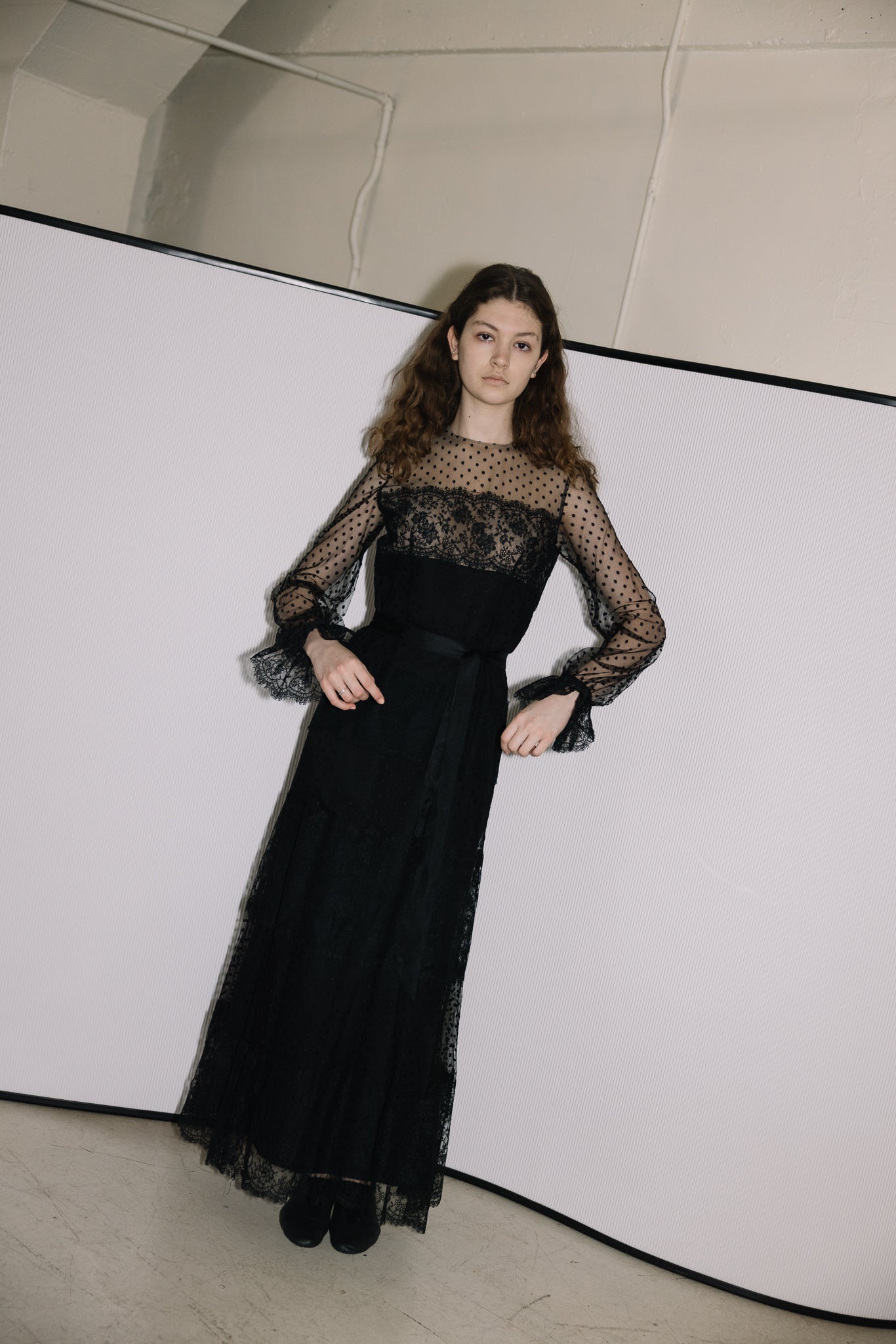 1970s Bill Blass tulle lace evening gown