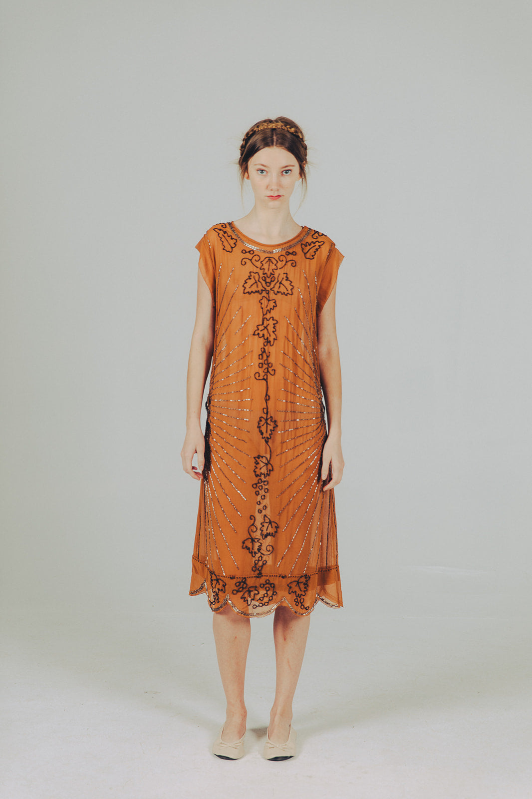 1920s silk chiffon beaded flapper dress Devore Vintage 1920s silk chiffon beaded flapper dress Devore Vintage