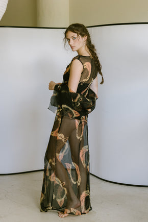 1920s resistance printed silk chiffon ensemble