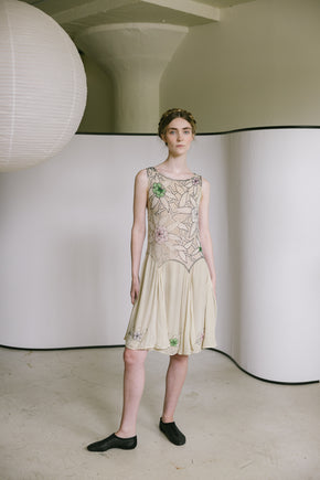 1920s silk chiffon beaded dress