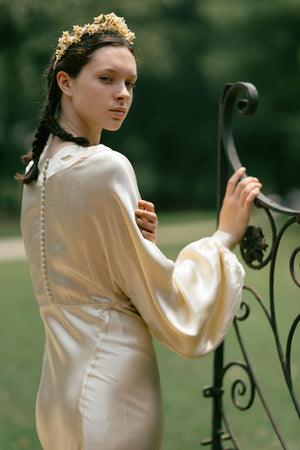 1930s crepe back satin wedding gown