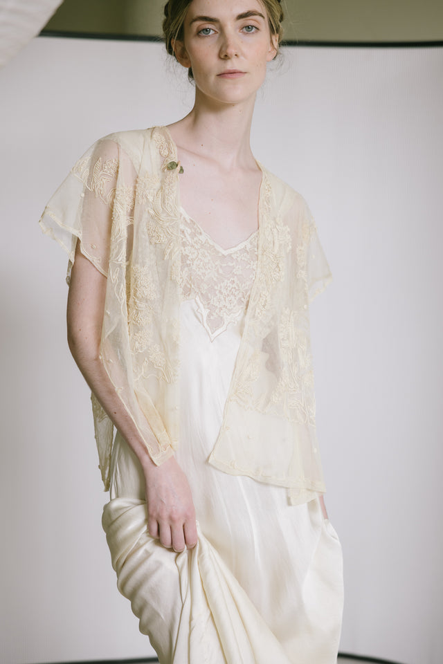 1920s embroidered net blouse