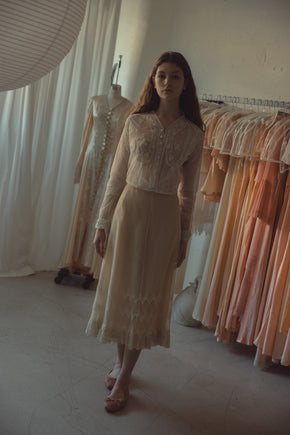 1900s French tulle lace skirt