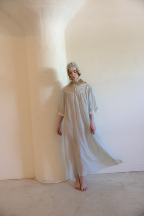 1930s French crepe chiffon lace nightgown