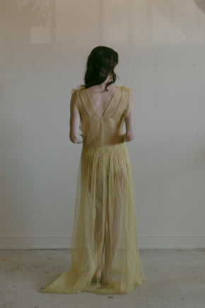 1930s yellow tulle gown