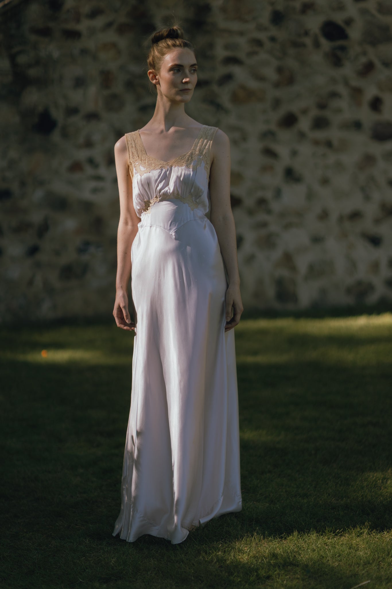 1930s iridescent lavender silk nightgown