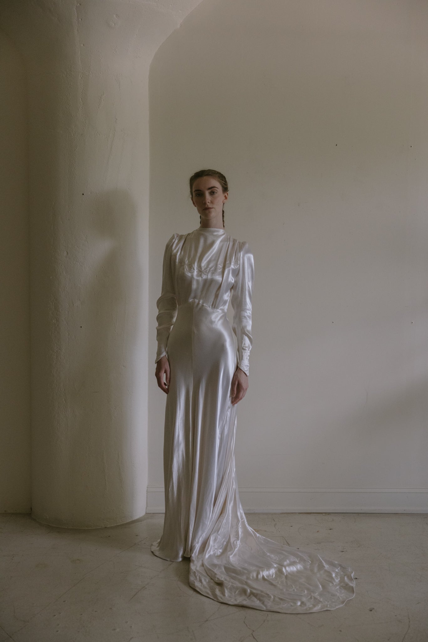 1930s English satin wedding gown
