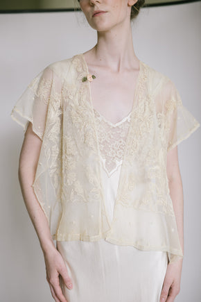 1920s embroidered net blouse