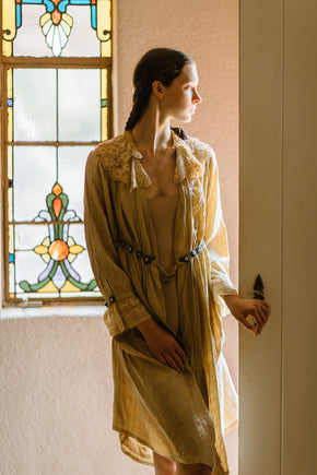 Antique 1910s raw silk overcoat