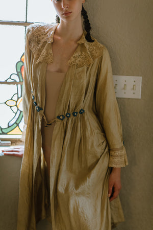 Antique 1910s raw silk overcoat