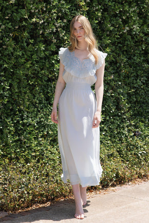 1930s French blue silk embroidered nightgown, France
