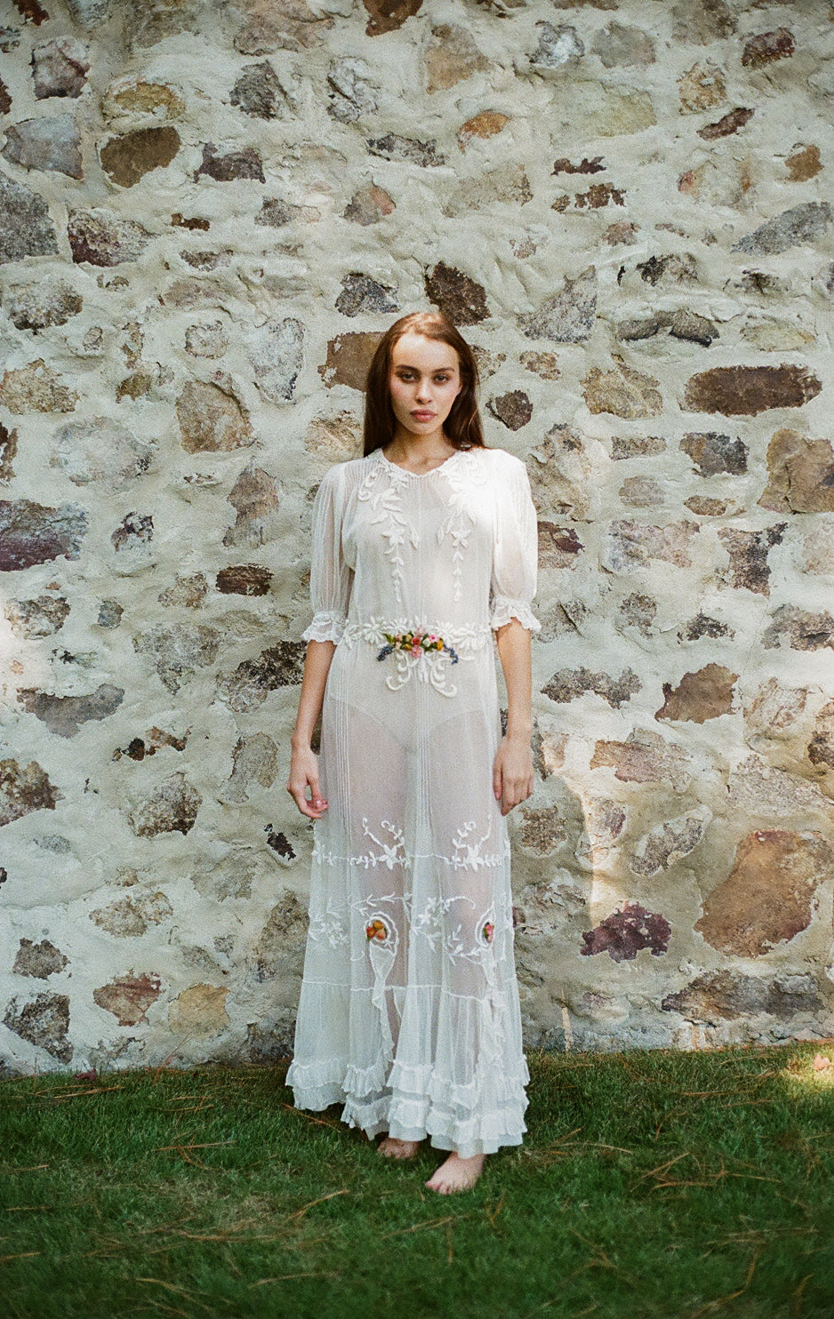 Antique 1900s tulle wedding gown