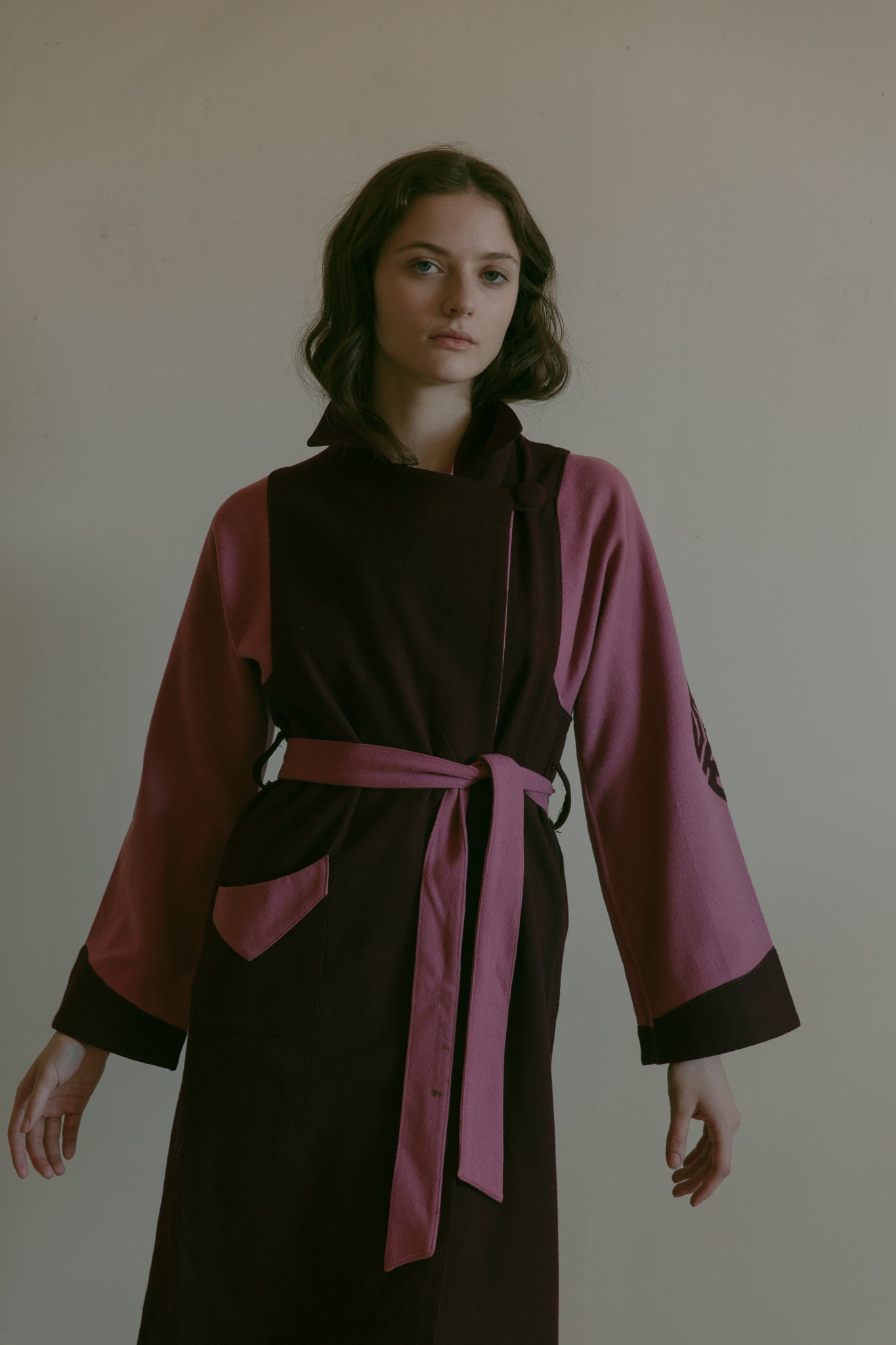 1940s color block wool coat