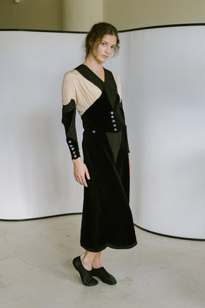 1930s art deco Crepe velvet dress