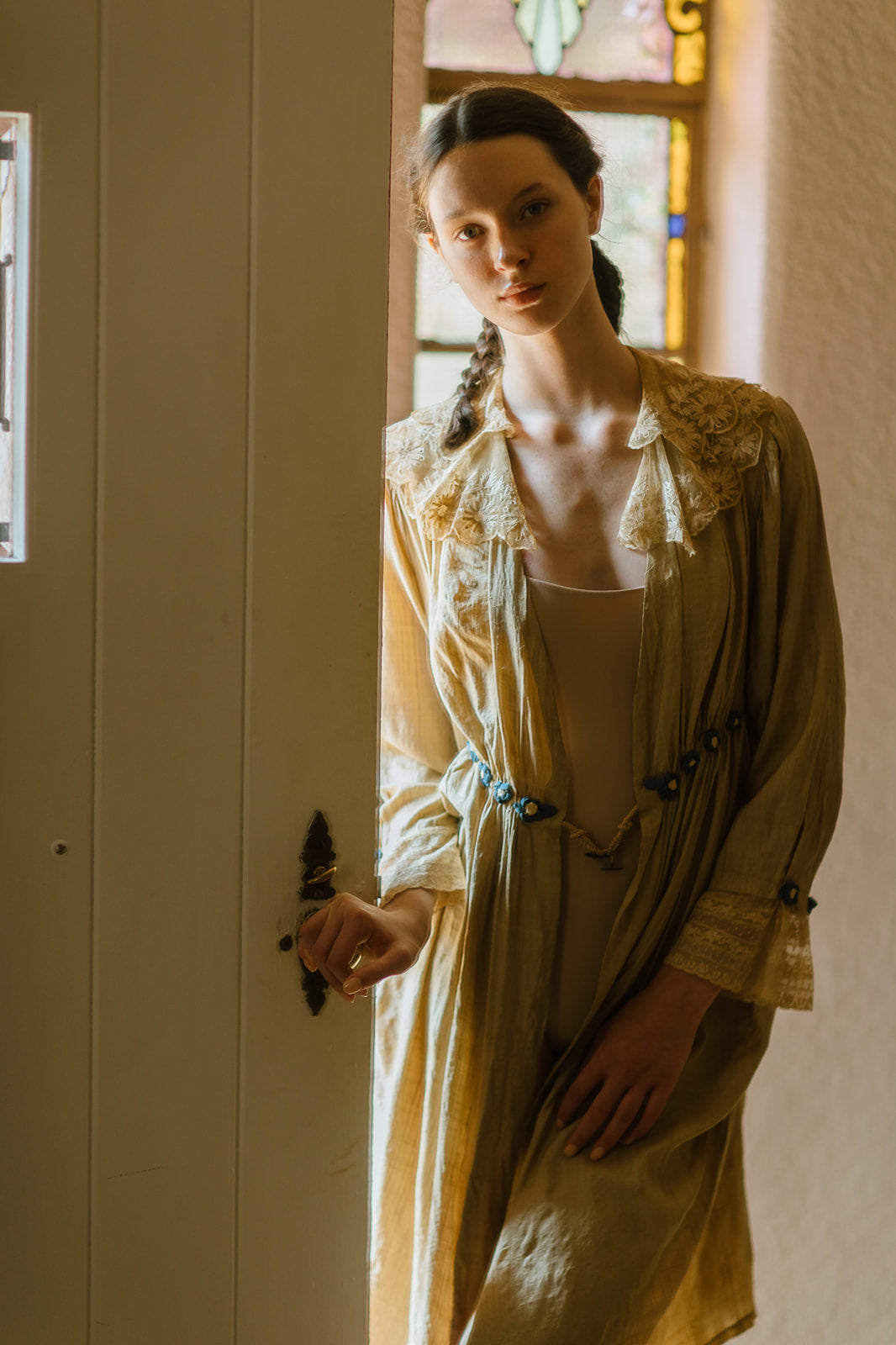 Antique 1910s raw silk overcoat