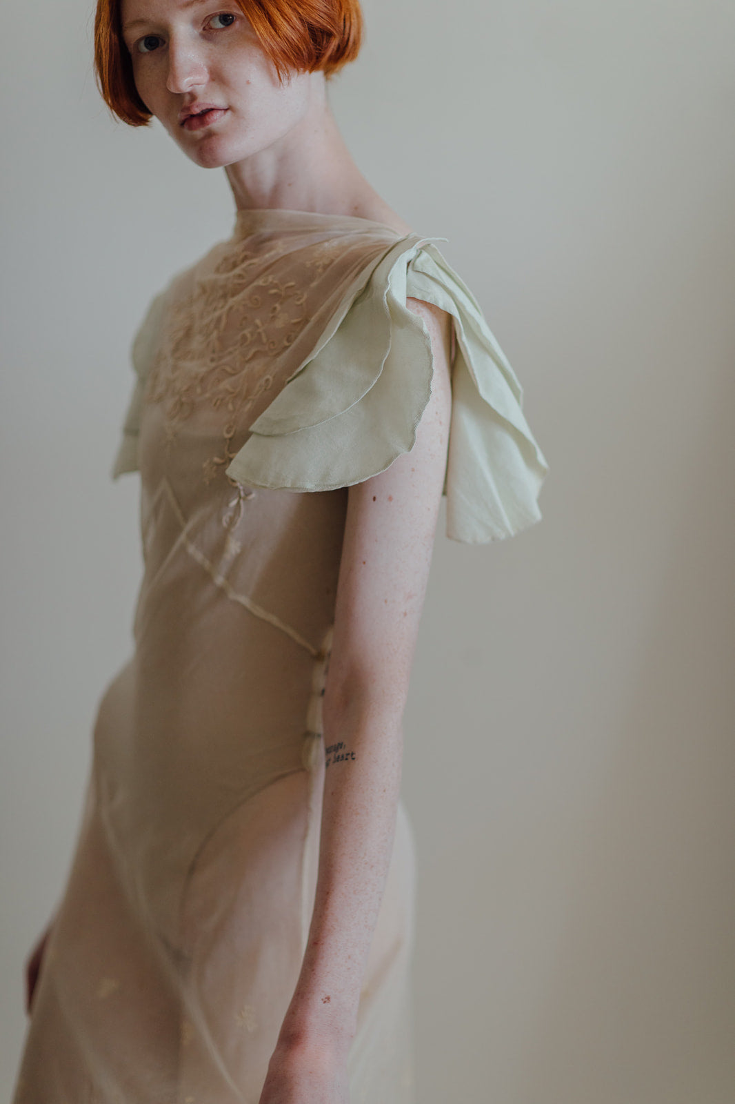 1930s embroidered net gown