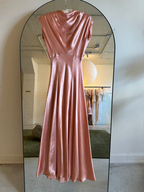 1930s ballet pink satin gown